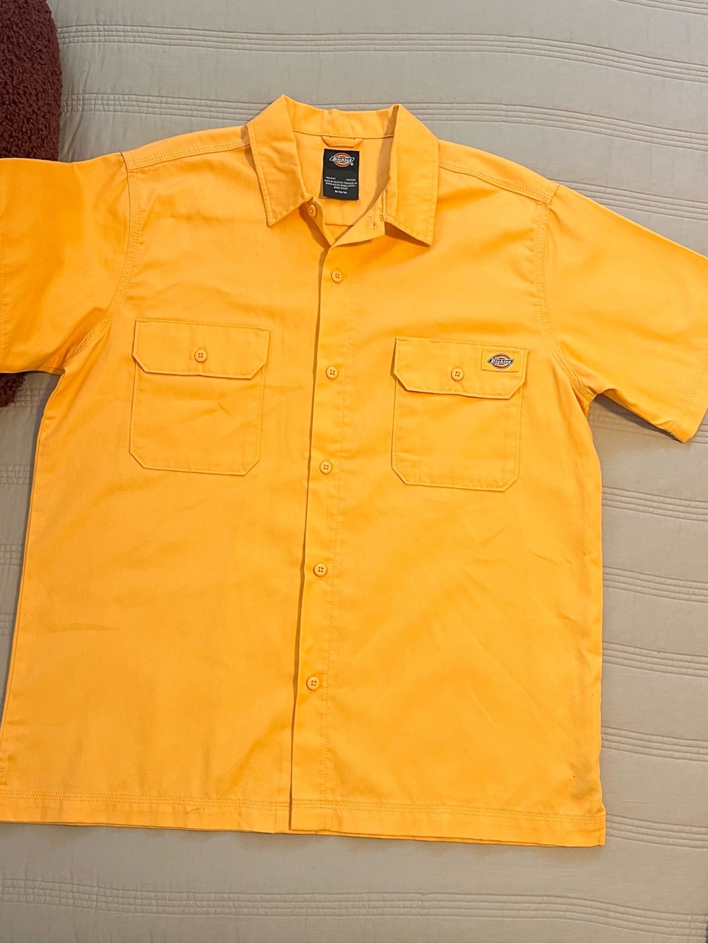 Dickies Men’s Short Sleeve Work Shirt Orange Button Down Pockets
